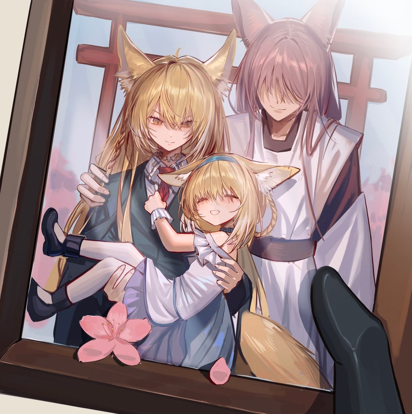 suzuran, vulpisfoglia, and suzuran's father (arknights) drawn by wangmou_zilaojuan