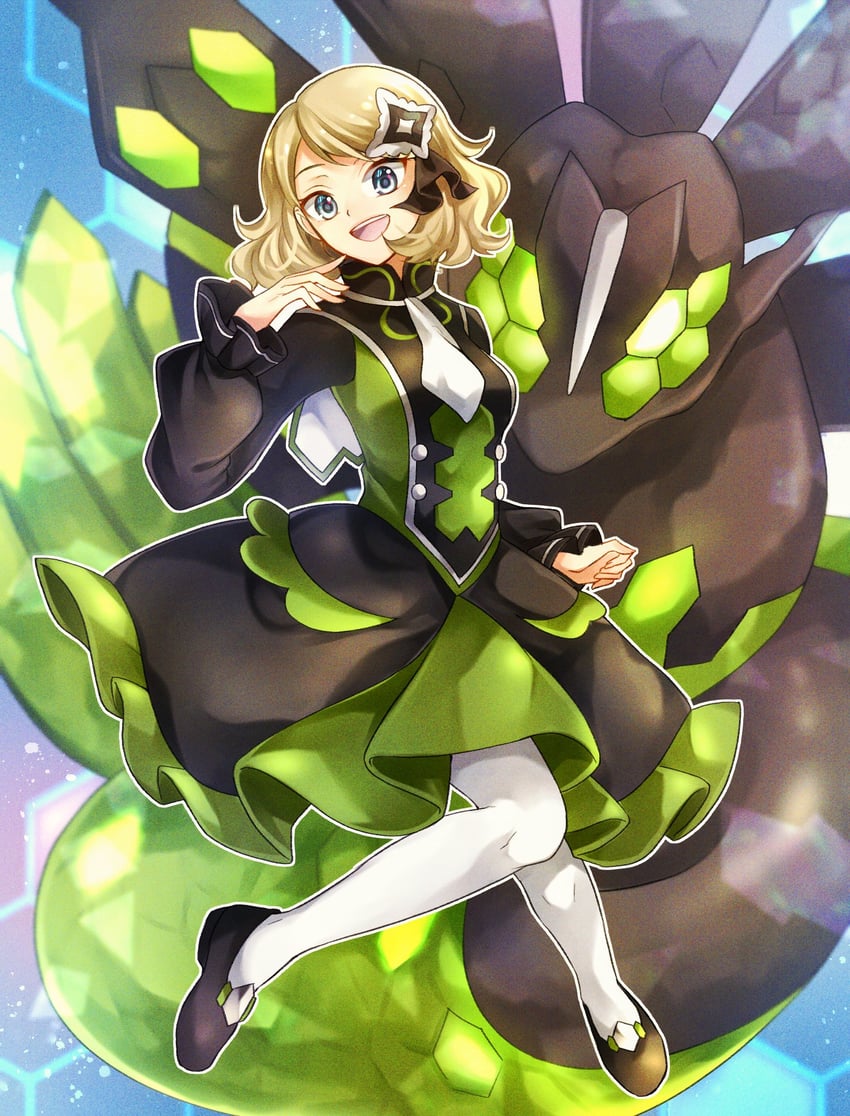 serena and zygarde (pokemon and 1 more) drawn by yomogi_(black-elf)