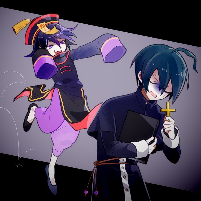 oma kokichi and saihara shuichi (danganronpa and 1 more) drawn by 1202_koge