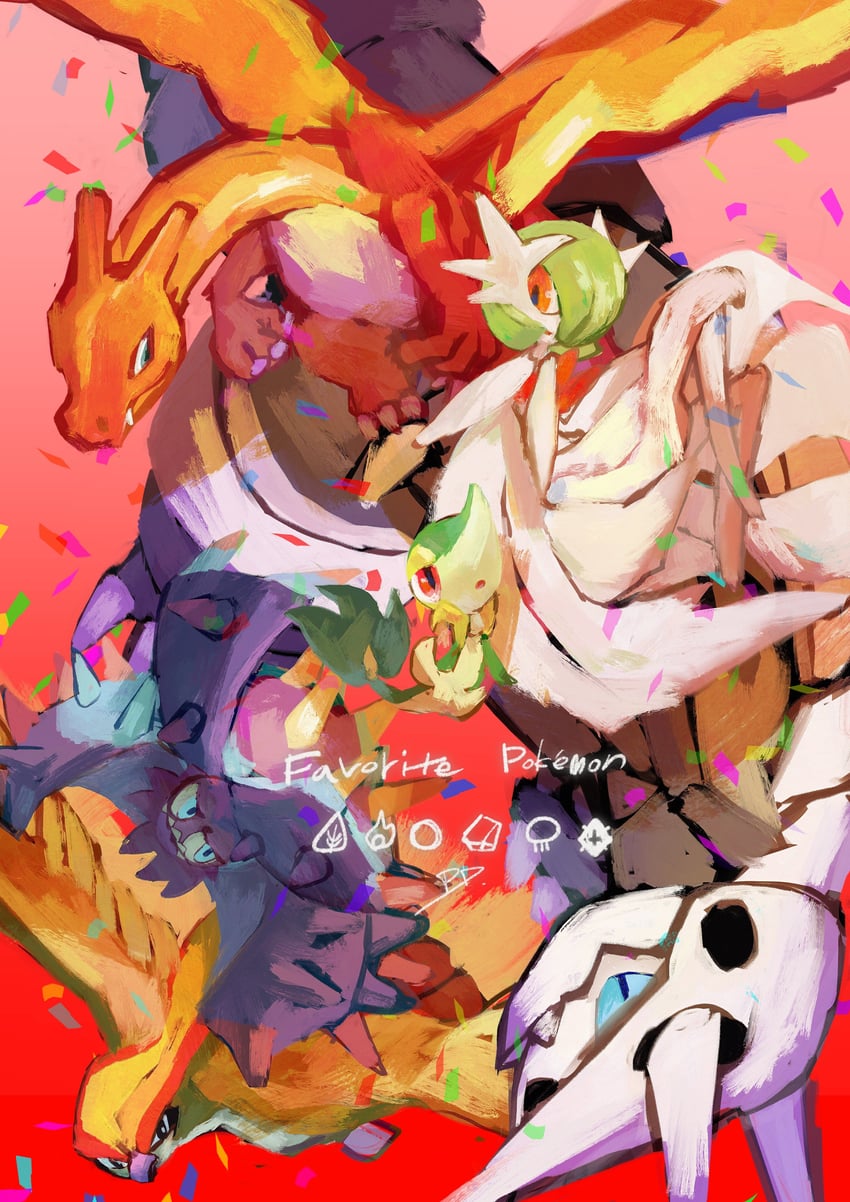 gardevoir, charizard, mega gardevoir, snivy, pidgeot, and 2 more (pokemon) drawn by aomidori_iro