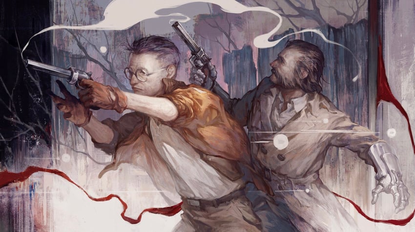 kim kitsuragi and harry du bois (disco elysium) drawn by chanasykine