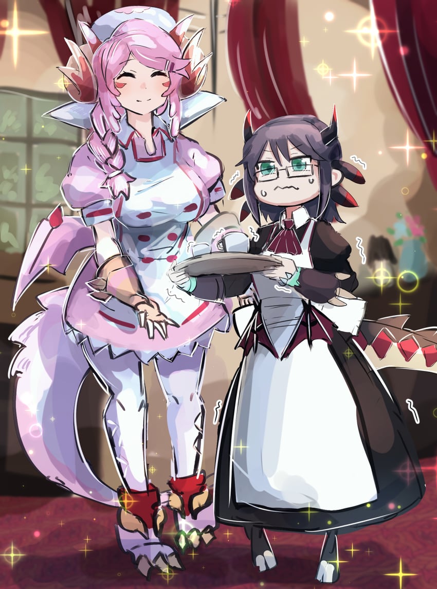 house dragonmaid and nurse dragonmaid (yu-gi-oh!) drawn by hatano_kiyoshi