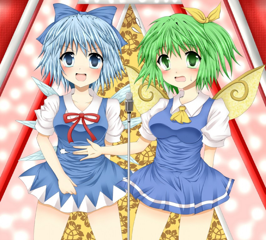 cirno and daiyousei (touhou and 1 more) drawn by ryokuyou_(greencosmos)