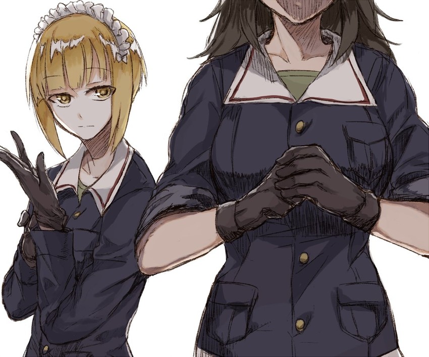 cutlass and murakami (girls und panzer) drawn by yuuyu_(777)