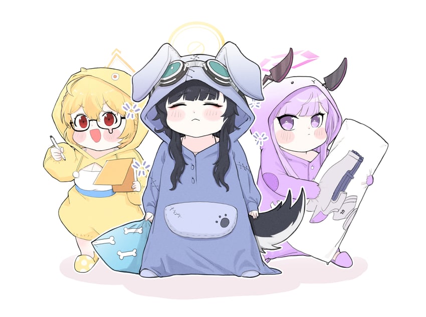 hibiki, kotori, utaha, and thundergun (blue archive) drawn by yosik