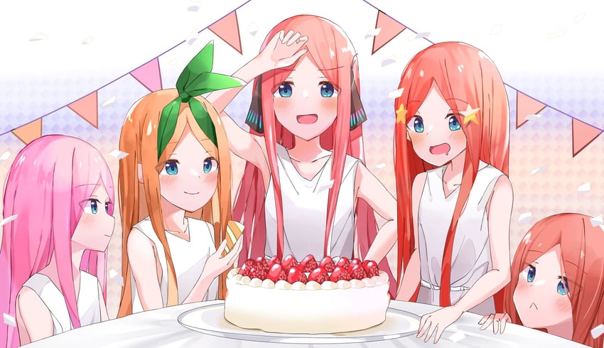 nakano nino, nakano miku, nakano yotsuba, nakano itsuki, and nakano ichika (go-toubun no hanayome) drawn by nel_dcm