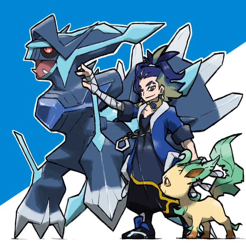 leafeon, adaman, and dialga (pokemon and 1 more) drawn by blacknirrow