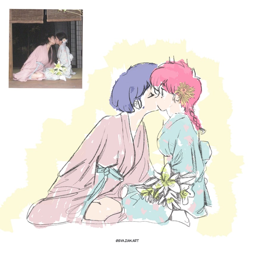 ranma-chan and tendou akane (ranma 1/2) drawn by evazianart