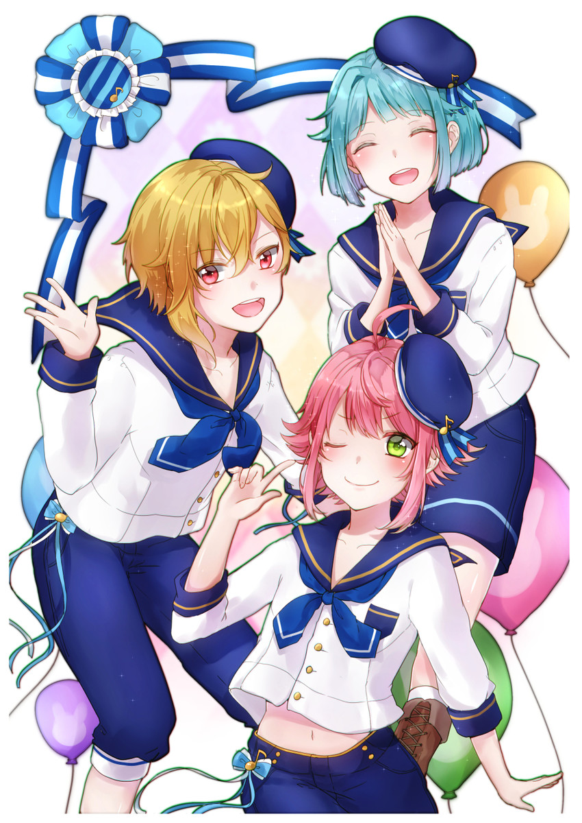 himemiya tori, shino hajime, and nito nazuna (ensemble stars!) drawn by koji_miruku
