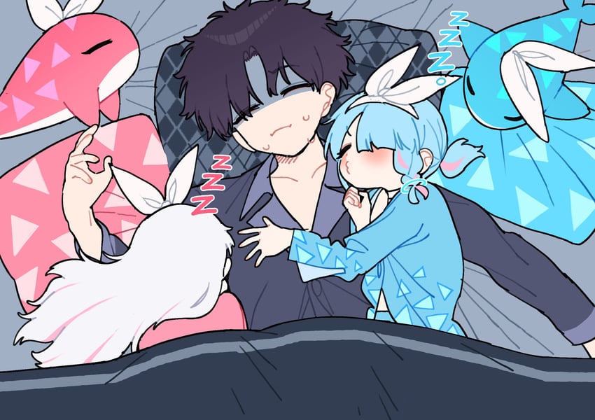 sensei, arona, and plana (blue archive) drawn by je_o_mo