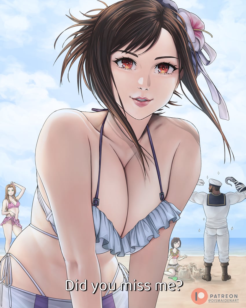 tifa lockhart, aerith gainsborough, yuffie kisaragi, and barret wallace (final fantasy and 3 more) drawn by dismaiden