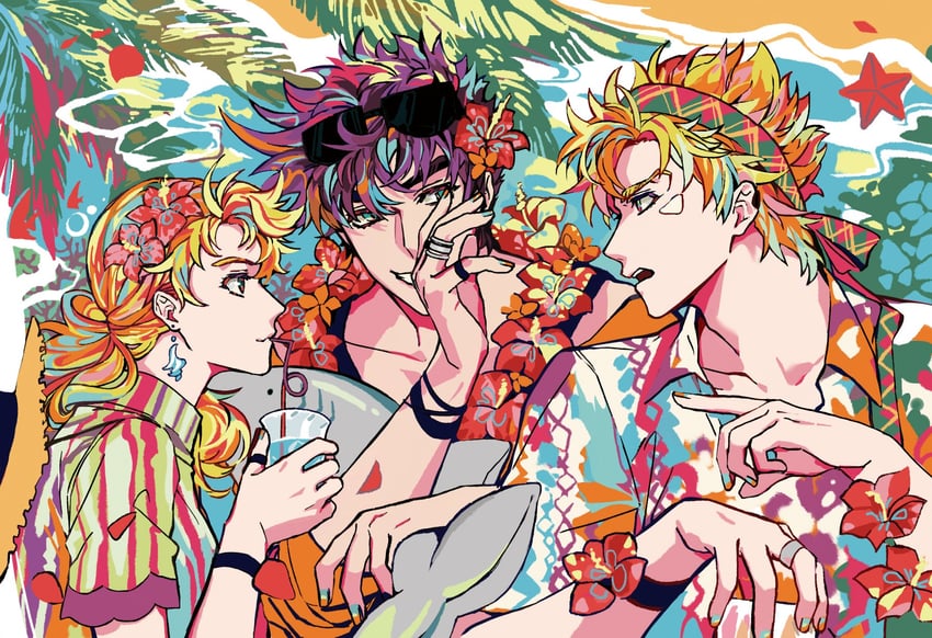 joseph joestar, caesar anthonio zeppeli, and suzi q (jojo no kimyou na bouken and 1 more) drawn by nigelungdayo