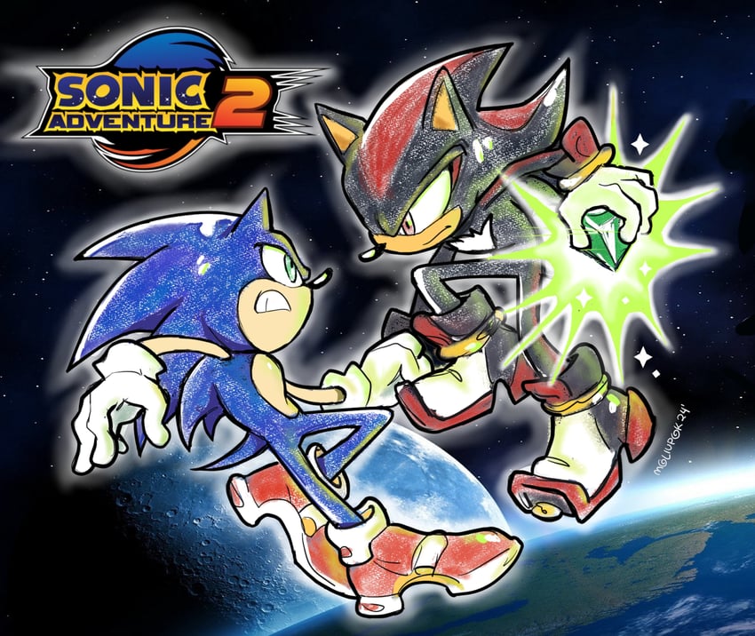 sonic the hedgehog and shadow the hedgehog (sonic and 1 more) drawn by moliupok