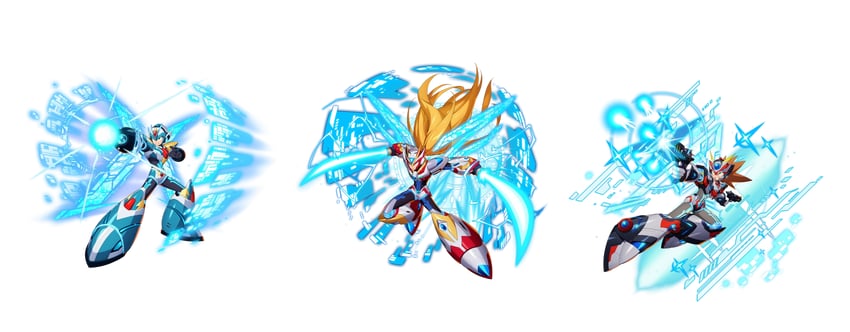 zero, x, and axl (mega man and 3 more)