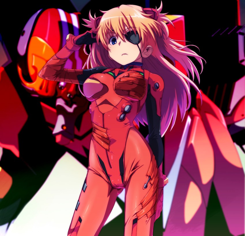 souryuu asuka langley and eva 02 (neon genesis evangelion and 2 more) drawn by caryo and tabigarasu