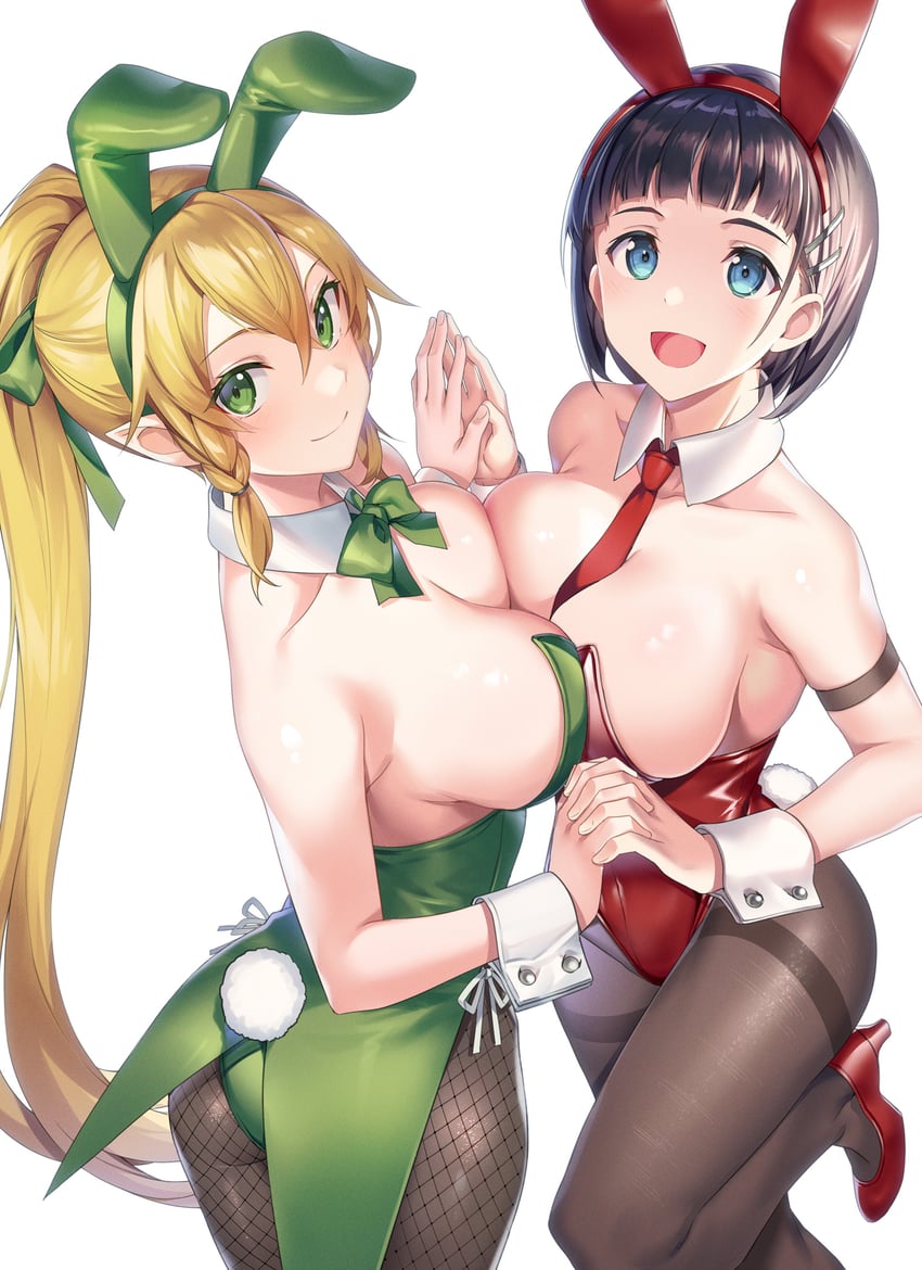kirigaya suguha and leafa (sword art online) drawn by mokyu