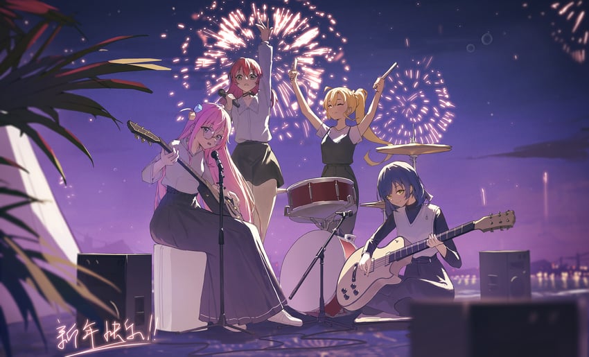 gotoh hitori, kita ikuyo, ijichi nijika, and yamada ryo (bocchi the rock!) drawn by black_c_(net_dust)