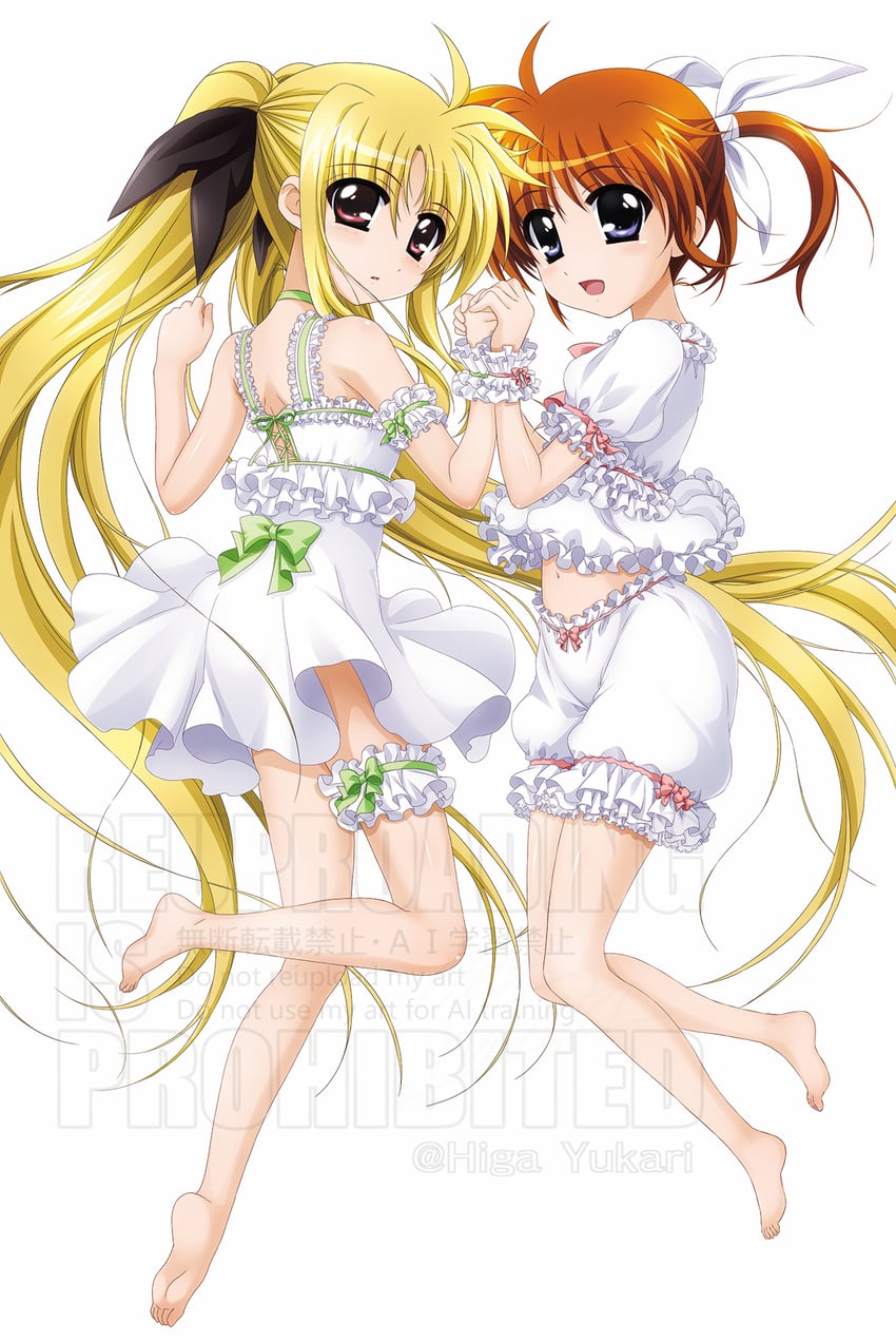 fate testarossa and takamachi nanoha (lyrical nanoha and 1 more) drawn by higa_yukari