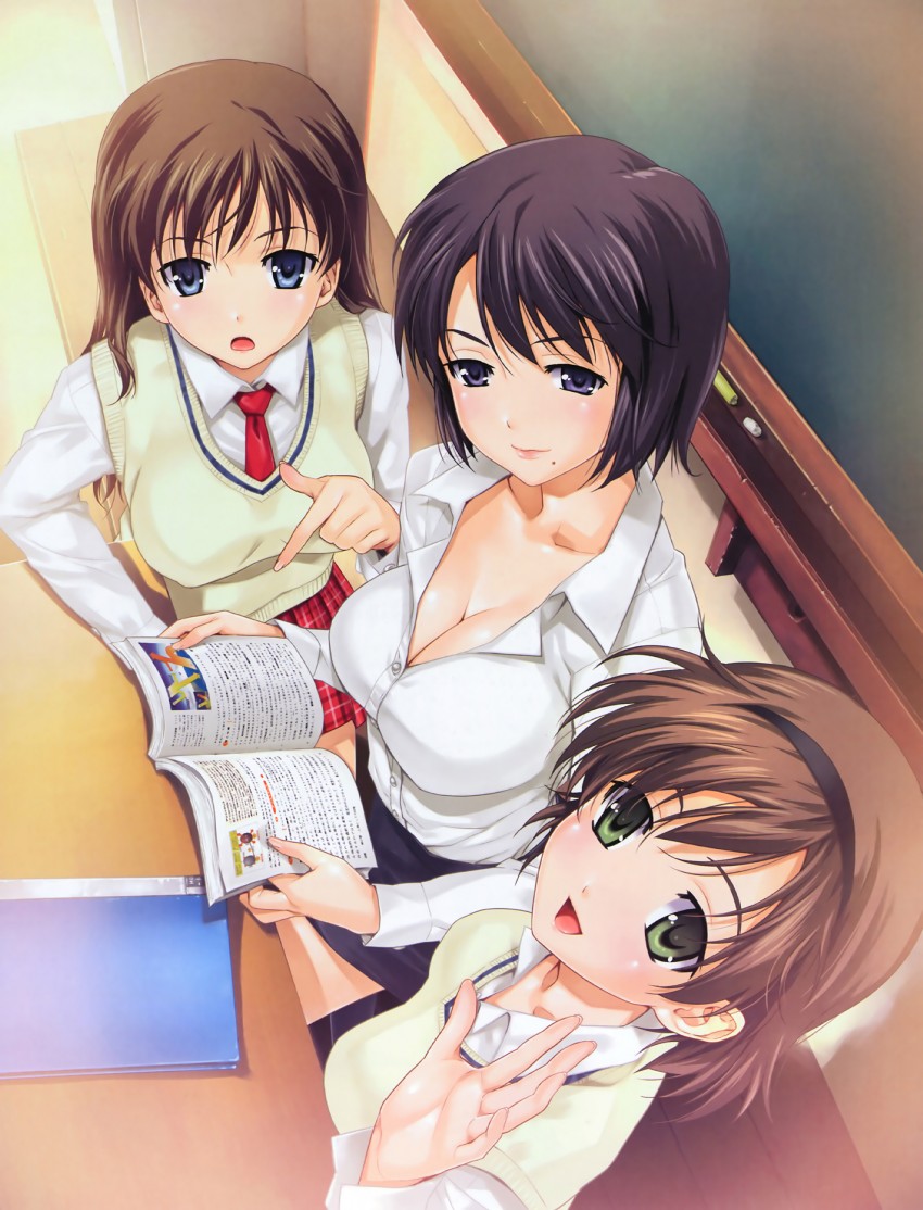 iseshima aya, honma natsume, and suma azusa (zettai shougeki) drawn by happoubi_jin