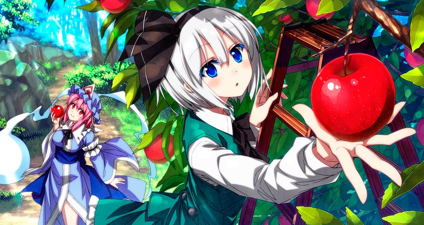 konpaku youmu and saigyouji yuyuko (touhou and 1 more) drawn by sazanami_mio