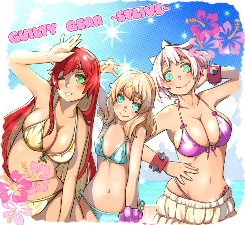 bridget, elphelt valentine, and jack-o' valentine (guilty gear and 1 more) drawn by sugajyun