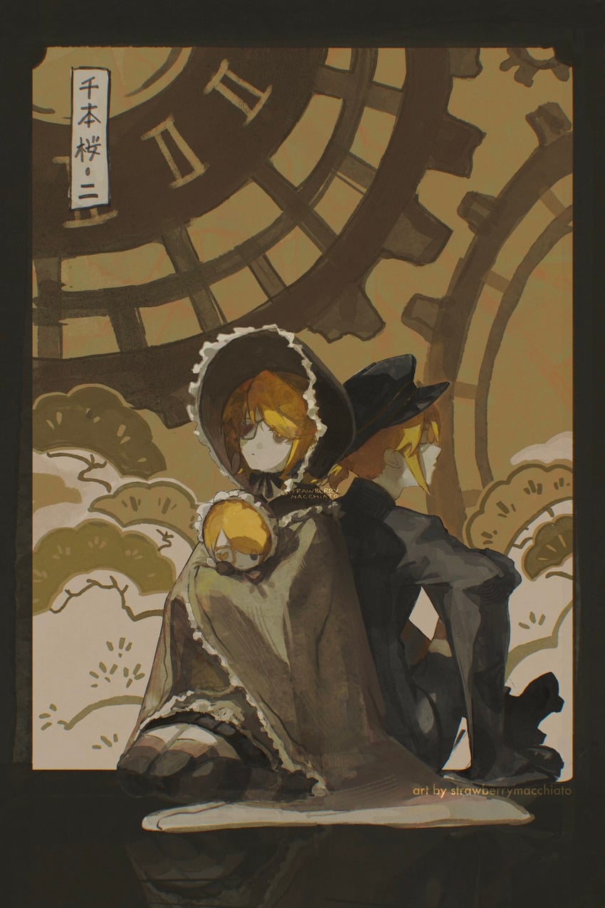 kagamine rin and kagamine len (vocaloid and 1 more) drawn by sberrymacchiato