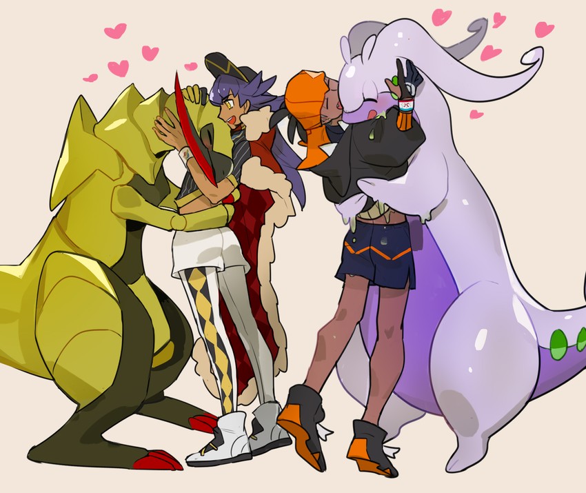 leon, raihan, goodra, and haxorus (pokemon and 1 more) drawn by natsuko_(summer_525528)