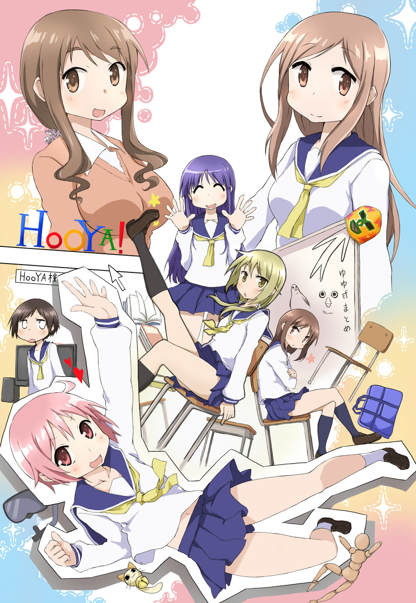 ichii yui, hinata yukari, nonohara yuzuko, matsumoto yoriko, aikawa chiho, and 2 more (yuyushiki) drawn by koge-owl