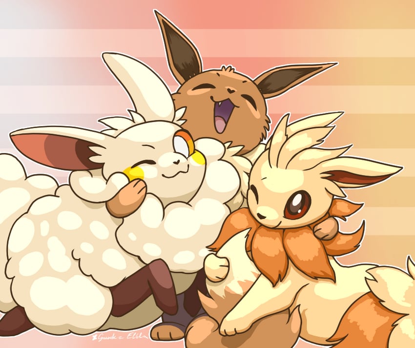 eevee, cremis, and hoya (pokemon and 2 more) drawn by gawekzelbla