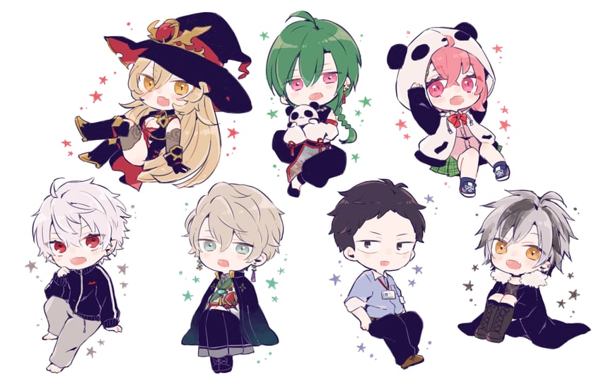 sasaki saku, nui sociere, ryuushen, yashiro kizuku, kuzuha, and 2 more (nijisanji) drawn by yuki_(yu_kix8)