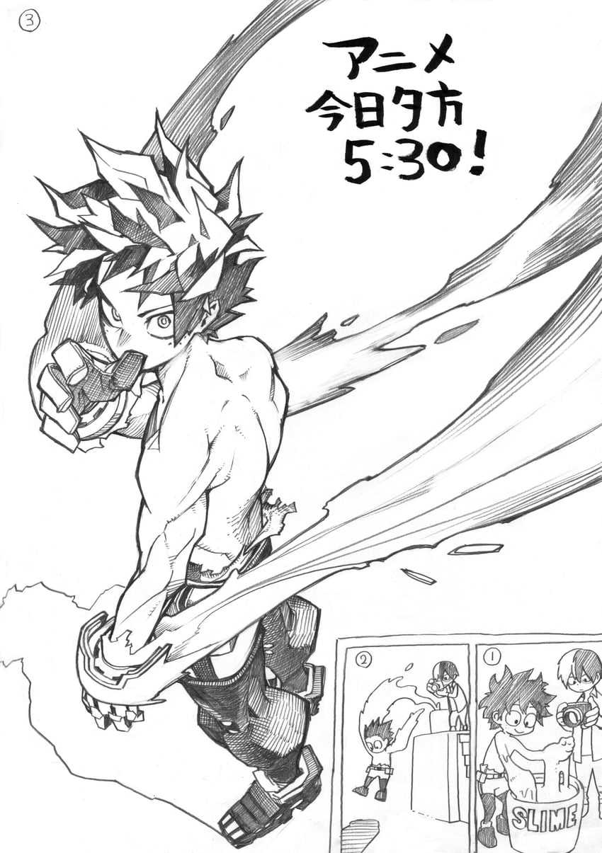 midoriya izuku and todoroki shoto (boku no hero academia) drawn by horikoshi_kouhei
