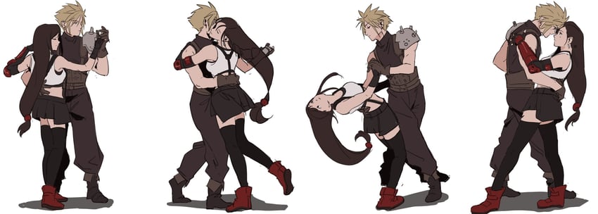 tifa lockhart and cloud strife (final fantasy and 2 more) drawn by sona_(mmediocreman)