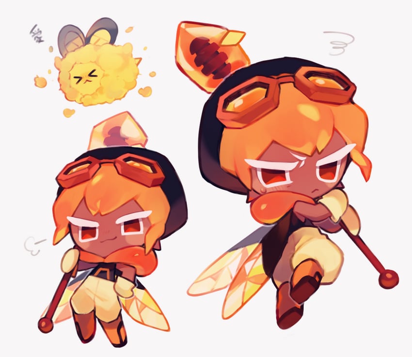 amber sugar cookie and humble bumble (cookie run and 1 more) drawn by makoto_(konbumi)