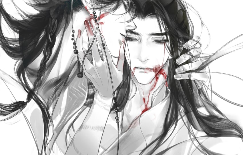 chu wanning, mo ran, and taxian-jun (erha he tadebai mao shizun) drawn by nourfeiar