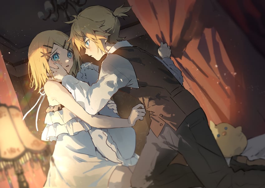 kagamine rin and kagamine len (vocaloid and 1 more) drawn by memeppo