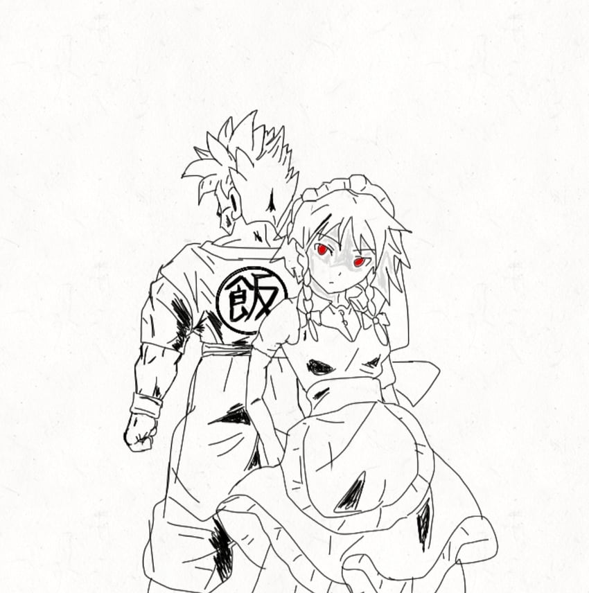 izayoi sakuya and son gohan (touhou and 2 more)