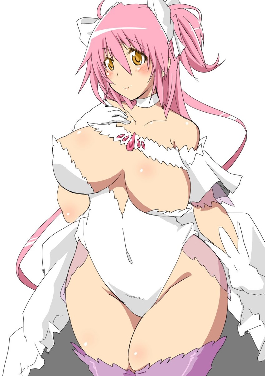 kaname madoka and ultimate madoka (mahou shoujo madoka magica) drawn by oman_(evld)