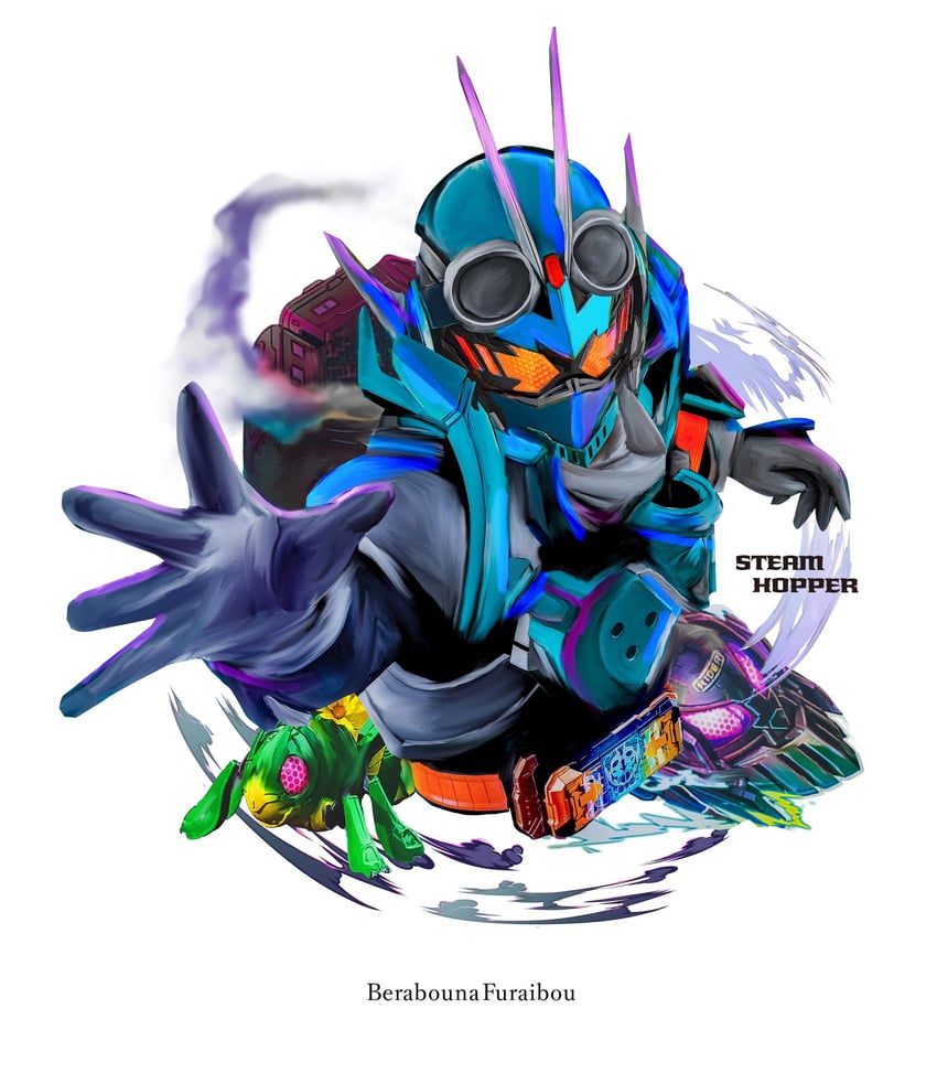 kamen rider gotchard, hopper 1, and steamliner (kamen rider and 1 more) drawn by obakelope0530