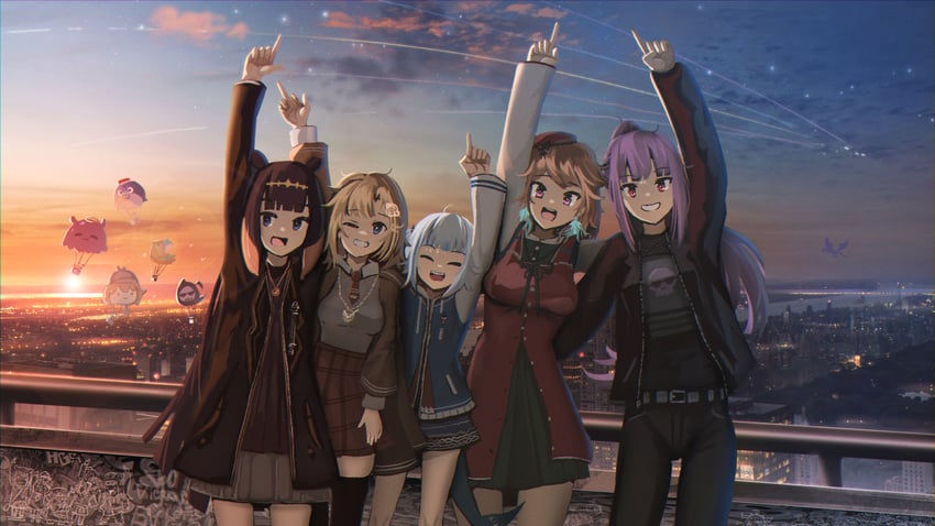 gawr gura, mori calliope, ninomae ina'nis, takanashi kiara, watson amelia, and 5 more (hololive and 1 more) drawn by advarcher