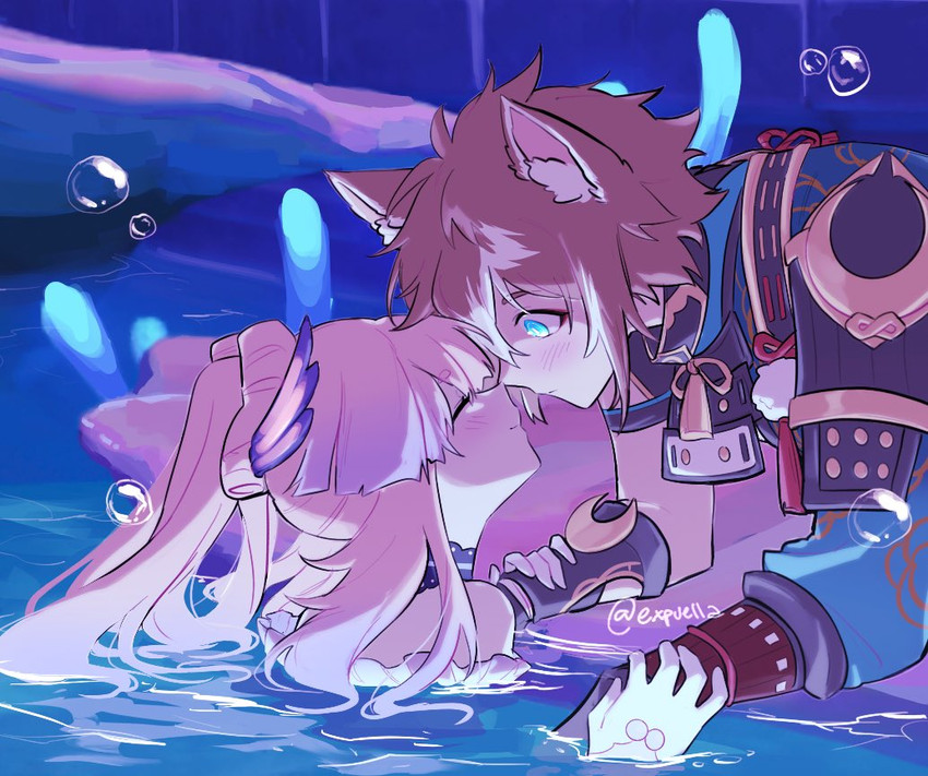 sangonomiya kokomi and gorou (genshin impact) drawn by mao_(expuella)