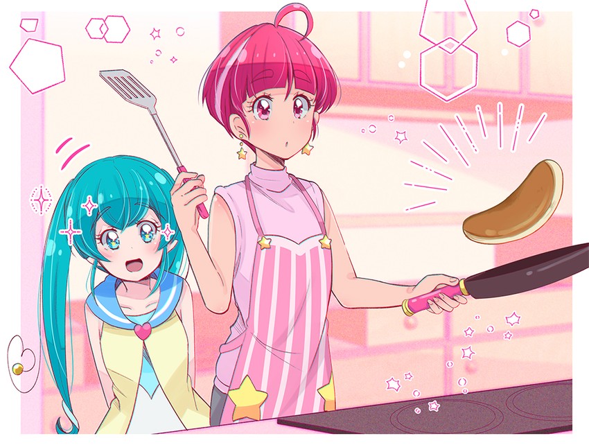 hagoromo lala and hoshina hikaru (precure and 1 more) drawn by juugoya_neko
