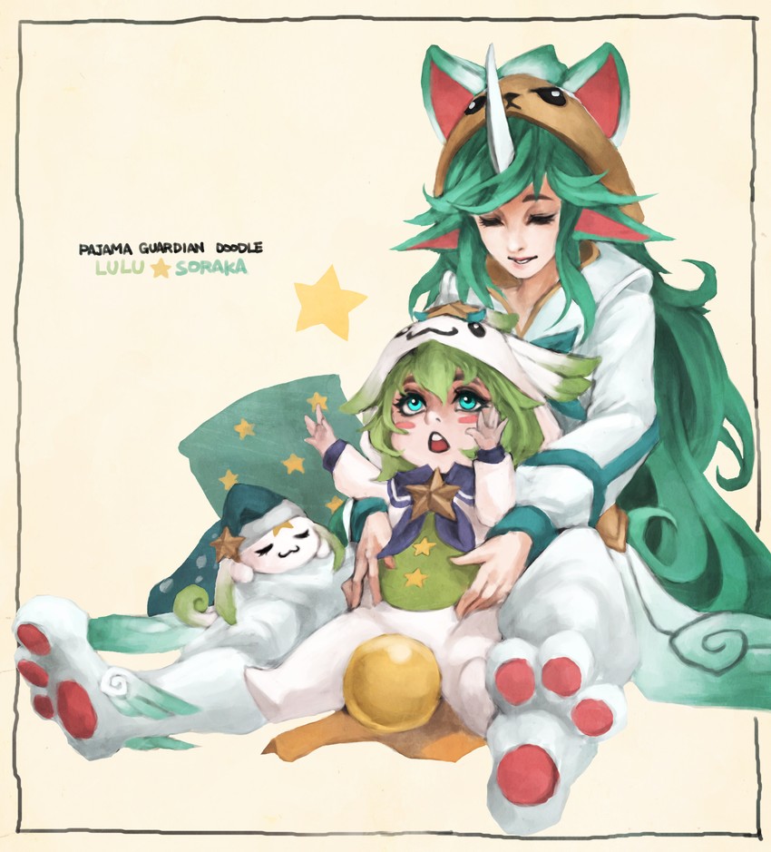 lulu, soraka, pix, star guardian soraka, and star guardian lulu (league of legends) drawn by monori_rogue