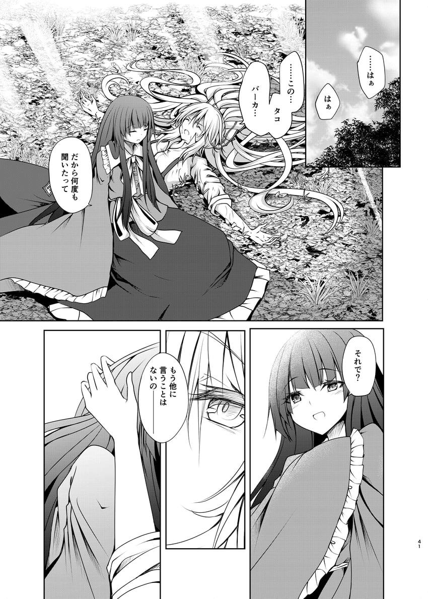 fujiwara no mokou and houraisan kaguya (touhou) drawn by kitora_(kisekinonameko)