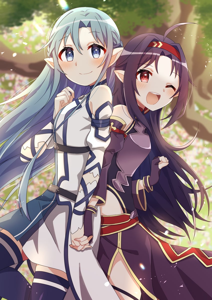 asuna and yuuki (sword art online) drawn by hana_no_yo