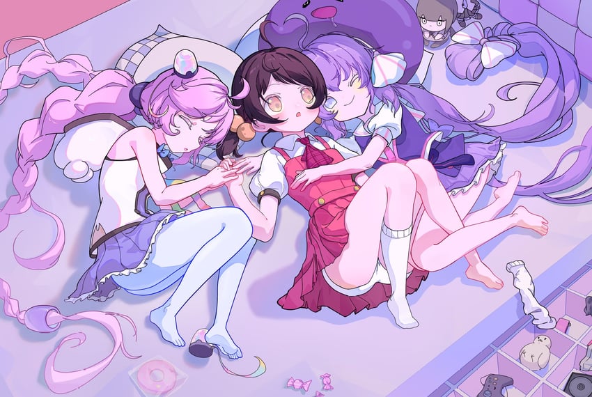 hatsune miku, otomachi una, kaai yuki, osage, and rana (vocaloid and 1 more) drawn by kou_koufu
