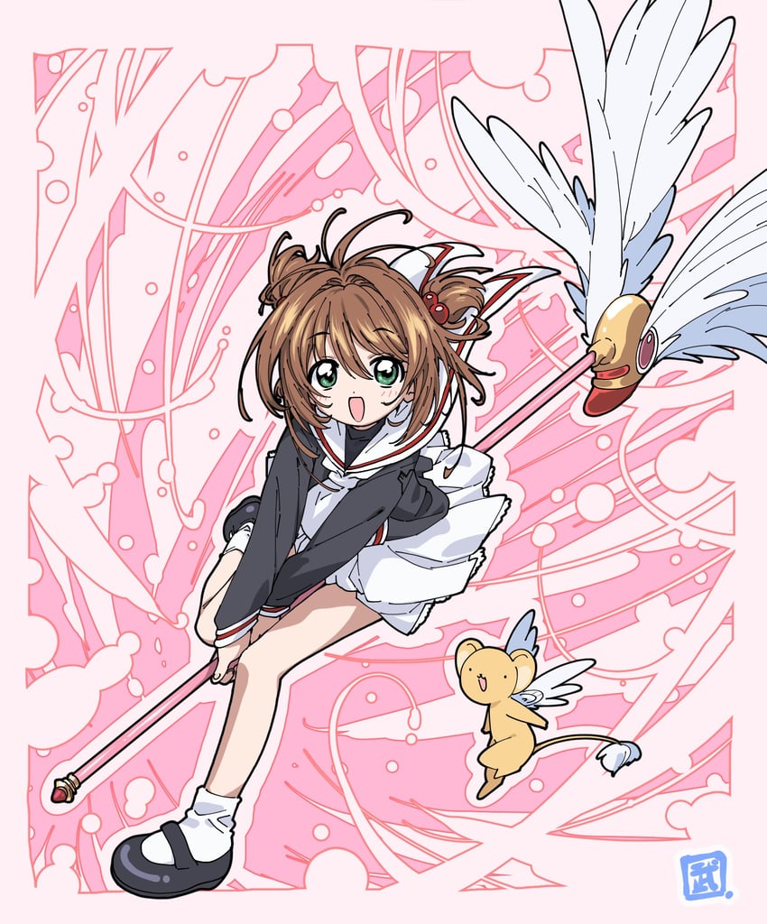 kinomoto sakura and kero (cardcaptor sakura) drawn by take_shinobu
