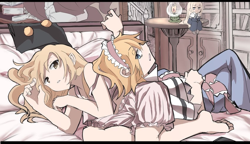 kirisame marisa, alice margatroid, and shanghai doll (touhou) drawn by shinmon_akika