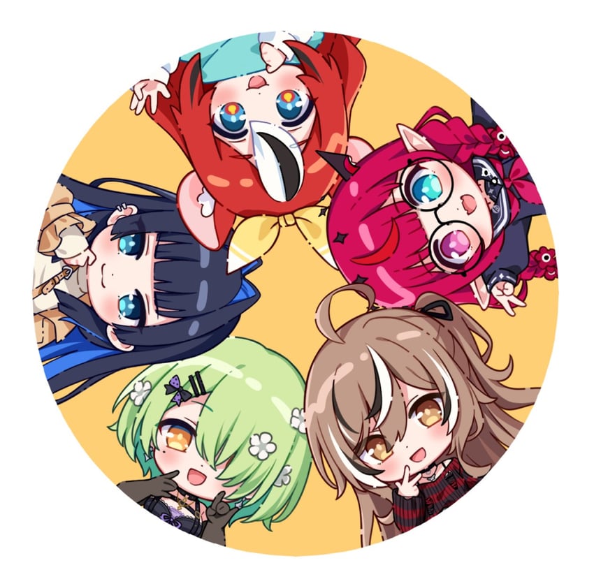 ouro kronii, nanashi mumei, hakos baelz, ceres fauna, irys, and 1 more (hololive and 1 more) drawn by hitsukuya