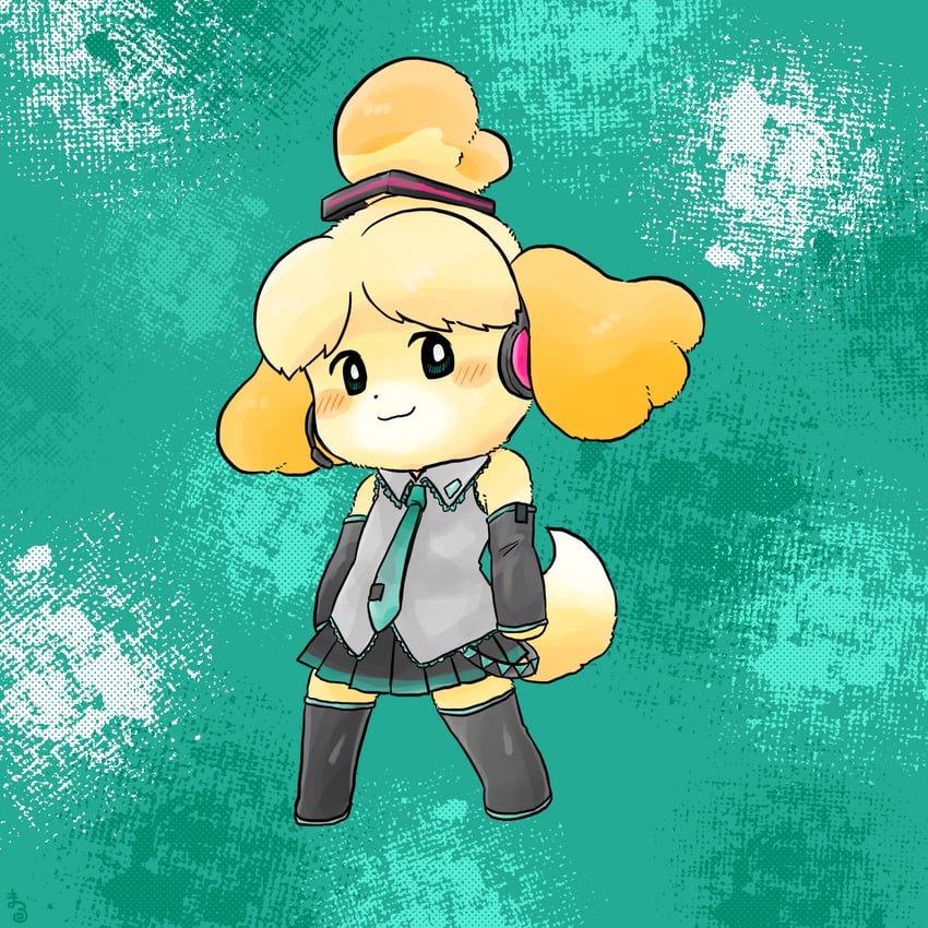 hatsune miku and isabelle (vocaloid and 1 more) drawn by maaruutaa0