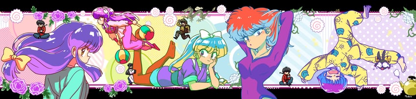 shampoo, tendou akane, saotome ranma, p-chan, hibiki ryouga, and 3 more (ranma 1/2) drawn by wanta_(futoshi)